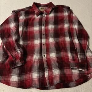 The Foundry Supply Flannel Adult‎ Men's Button Down Shirt 3XL XXXL Red Plaid